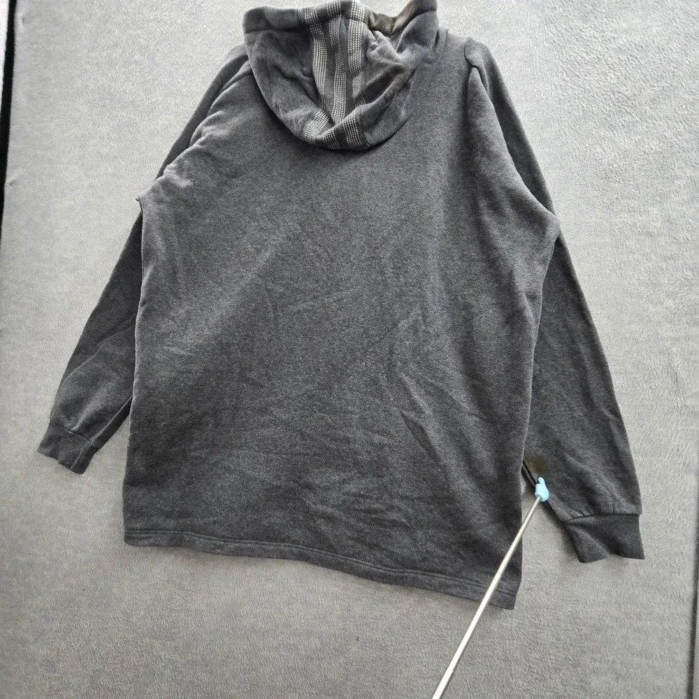 Adidas Men Jacket L Gray Fleece Activewear Zipper Logo Long Sleeve READ